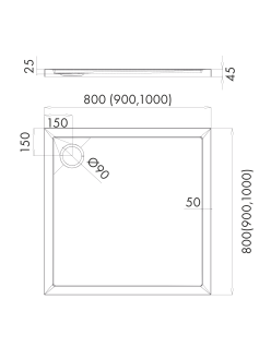 SCHEDPOL, SCHEDLINE COLLECTION Estima Brodzik kwadratowy Stabilsound Plus ® 80x80cm, biały.