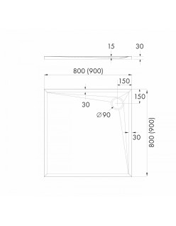 SCHEDPOL, SCHEDLINE COLLECTION Libra Smooth White Stone Brodzik kwadratowy Stabilsound Plus ® 90x90cm, biały.