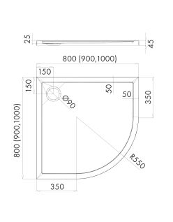SCHEDPOL, SCHEDLINE COLLECTION Estima Brodzik półokrągły Stabilsound Plus ® 80x80cm, biały.