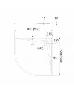 SCHEDPOL, SCHEDLINE COLLECTION Libra Smooth White Brodzik półokrągły Stabilsound Plus ® 90x90cm, biały.