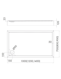 SCHEDPOL, SCHEDLINE COLLECTION Cameron White Brodzik prostokątny Stabilsound® 70x100x12cm, biały.