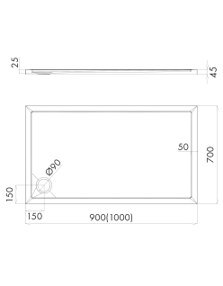 SCHEDPOL, SCHEDLINE COLLECTION Estima Brodzik prostokątny Stabilsound Plus ® 80x100x4,5cm, biały.