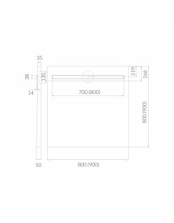SCHEDPOL, SCHEDLINE COLLECTION Slight Line (S1) Brodzik kwadratowy Stabilsound ® 80x80x5cm