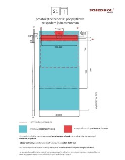 SCHEDPOL, SCHEDLINE COLLECTION Slight Line (S1)  Brodzik prostokątny Stabilsound ® 130+50x80x5cm