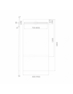 SCHEDPOL, SCHEDLINE COLLECTION Slight Line (S1)  Brodzik prostokątny Stabilsound ® 130+50x90x5cm