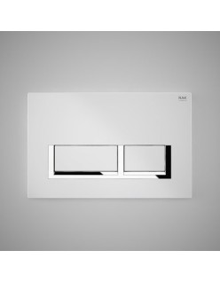 RAK CERAMICS Przycisk spłukujący prostokąt z elementami chromowanymi 23,6x15,2x1,2cm, biały matt.