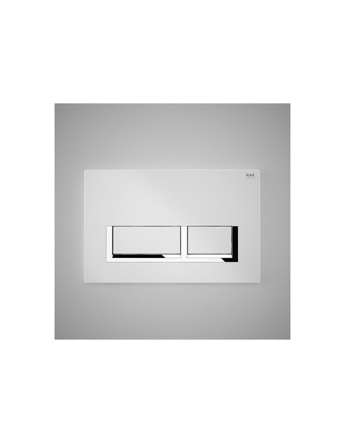 RAK CERAMICS Przycisk spłukujący prostokąt z elementami chromowanymi 23,6x15,2x1,2cm, biały matt. RAK CERAMICS Przycisk spłukujący prostokąt z elementami chromowanymi 23,6x15,2x1,2cm, biały matt.