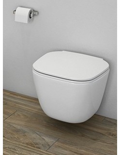 RAK CERAMICS Zestaw One Miska WC podwieszana 52x37 cm, rimless + deska slim wolnoopadająca, biały połysk.