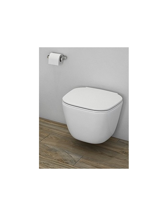 RAK CERAMICS Zestaw One Miska WC podwieszana 52x37 cm, rimless + deska slim wolnoopadająca, biały połysk. RAK CERAMICS Zestaw One Miska WC podwieszana 52x37 cm, rimless + deska slim wolnoopadająca, biały połysk.