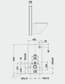RAK CERAMICS Moduł sanitarny RAK-ECOFIX, 48,3x100,3x10,8cm, biały.