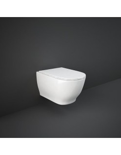 RAK CERAMICS Zestaw Moon Miska WC podwieszana 56x36 cm, rimless, biały połysk + deska WC slim wolnoopadająca.