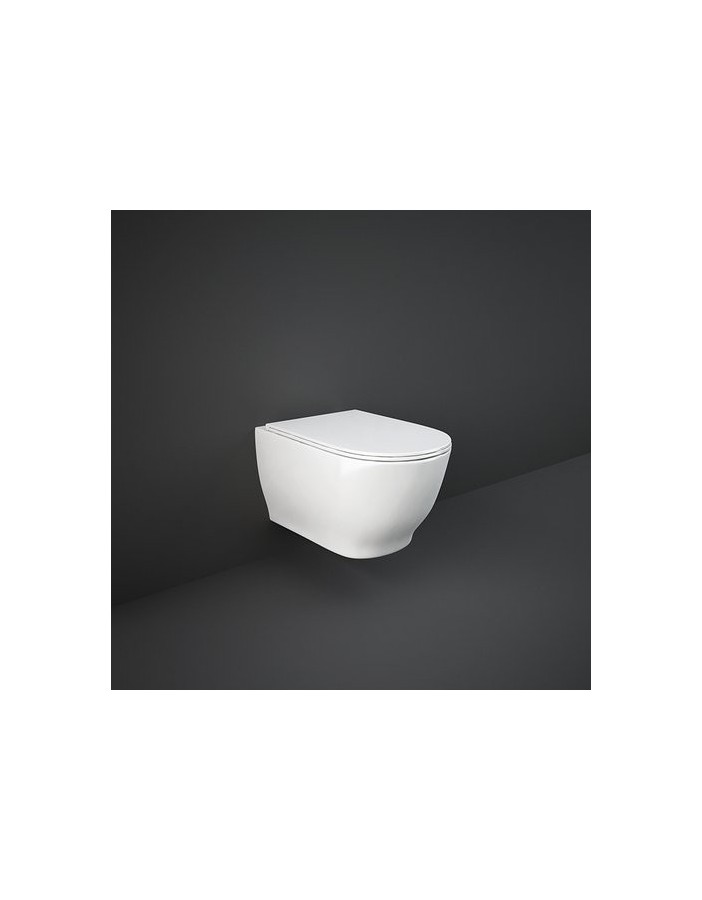 RAK CERAMICS Zestaw Moon Miska WC podwieszana 56x36 cm, rimless, biały połysk + deska WC slim wolnoopadająca. RAK CERAMICS Zestaw Moon Miska WC podwieszana 56x36 cm, rimless, biały połysk + deska WC slim wolnoopadająca.