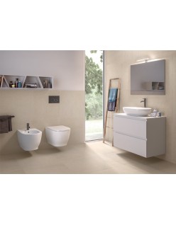 RAK CERAMICS Zestaw Moon Miska WC podwieszana 56x36 cm, rimless, biały połysk + deska WC slim wolnoopadająca.