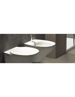 RAK CERAMICS Zestaw Morning Miska WC 52x37 cm podwieszana, rimless, biały połysk + deska WC slim wolnoopadająca.
