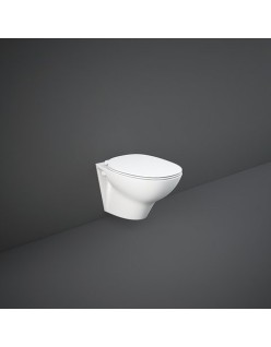 RAK CERAMICS Zestaw Morning Miska WC 52x37 cm podwieszana, rimless, biały połysk + deska WC slim wolnoopadająca.