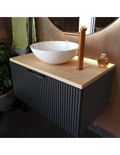 Wooden Szafka wisząca z umywalką podblatową, 80x40x50cm