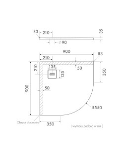 Brodzik kompozytowy Stabilsound Plus® Protos White Stone 90x90x3,5 cm R55, półokrągły