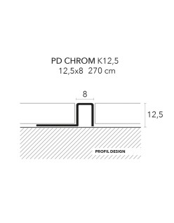 PROFIL CHROM Listwa K12.5, 12,5x8mm, mosiądz, 270cm.