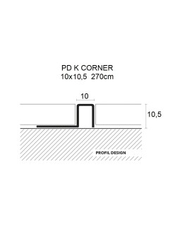 PROFIL DESIGN K CORNER ELIT 10x10,5mm, stalowa, 270cm.