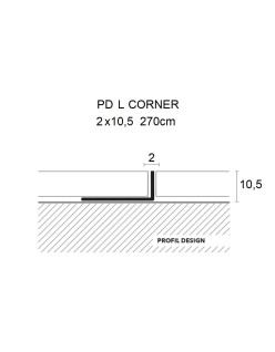 PROFIL DESIGN L CORNER ELIT 2x10,5mm, stalowa, 270cm.