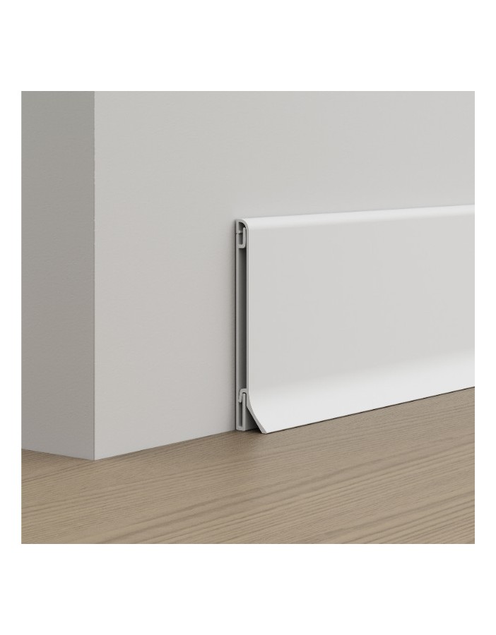 EVISO Listwa przypodłogowa aluminiowa, biała polerowana 60mm x 2500mm EVISO Listwa przypodłogowa aluminiowa, biała polerowana 60mm x 2500mm