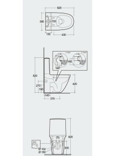 RAK CERAMICS Zestaw SENSATION Kompakt: Miska WC Rimless do kompaktu 62cm & zbiornik do kompaktu, zasilanie dolne & Deska WC W/O